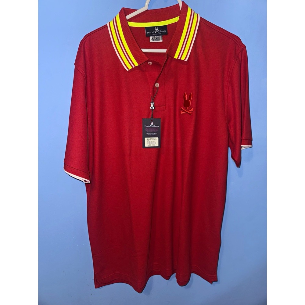 Psycho Bunny Men XL Red Newell Fashion Polo Golf Shirt HL22-B6K252W1PC